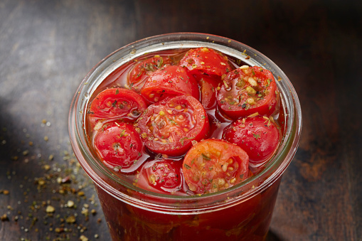 Marinated Cherry Tomatoes in Olive Oil and Italian Seasoning