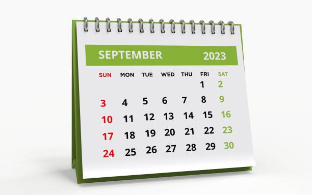 istock Standing Desk Calendar September 2023. 1503395988