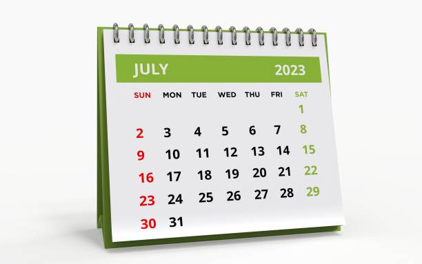 istock Standing Desk Calendar July  2023. 1503395989