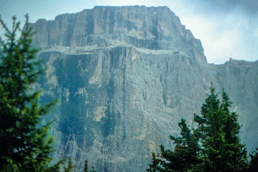 1989 old Positive Film scanned, the trip view from Corvara and Badia to Dolomites, Belluno, Italy.