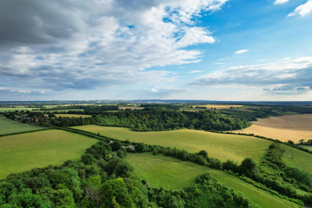istock Aerial View of British Landscape Just During Sunset 1503400133