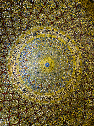 Gold and white high ceilings of the Dome of the Rock