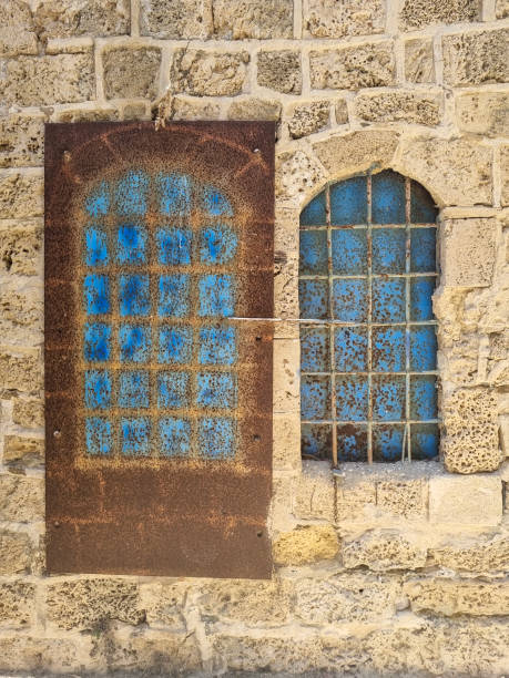Ancient window in Old Jaffa, Tel Aviv Yaffo, Israel stock photo