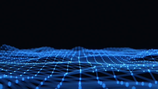istock Digital Technology Connected Dot to Dot in Blue Color with Yellow Dot flickering 1503406819