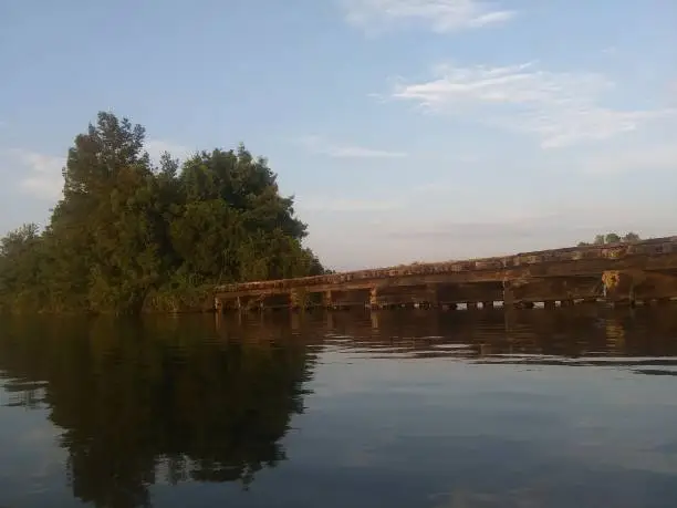 Remains of train trestle over Lake Blackshear