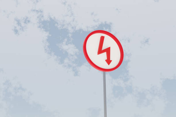 3d rendered arrow road signboard with cloudy sky in the background. red circle shape design