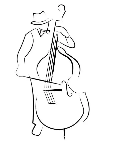 Vector illustration of musician with cello on the white