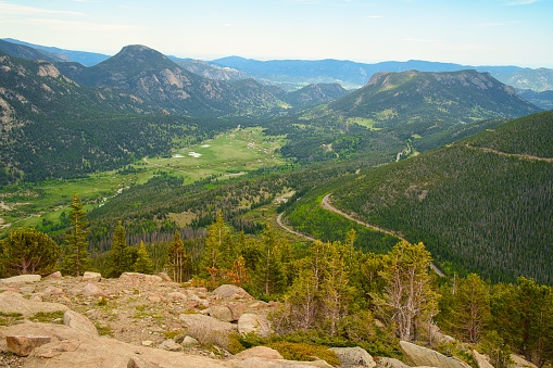 Panoramic view of beautiful landscape of Rocky mountain in Estes park in Colorado,USA