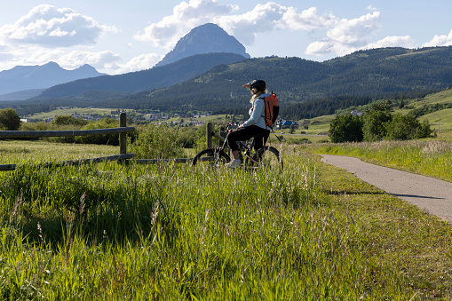 Mountain rise in distance, Crowsnest Pass, Alberta