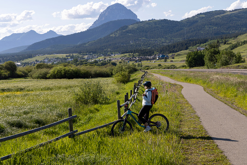 Mountain rise in distance, Crowsnest Pass, Alberta