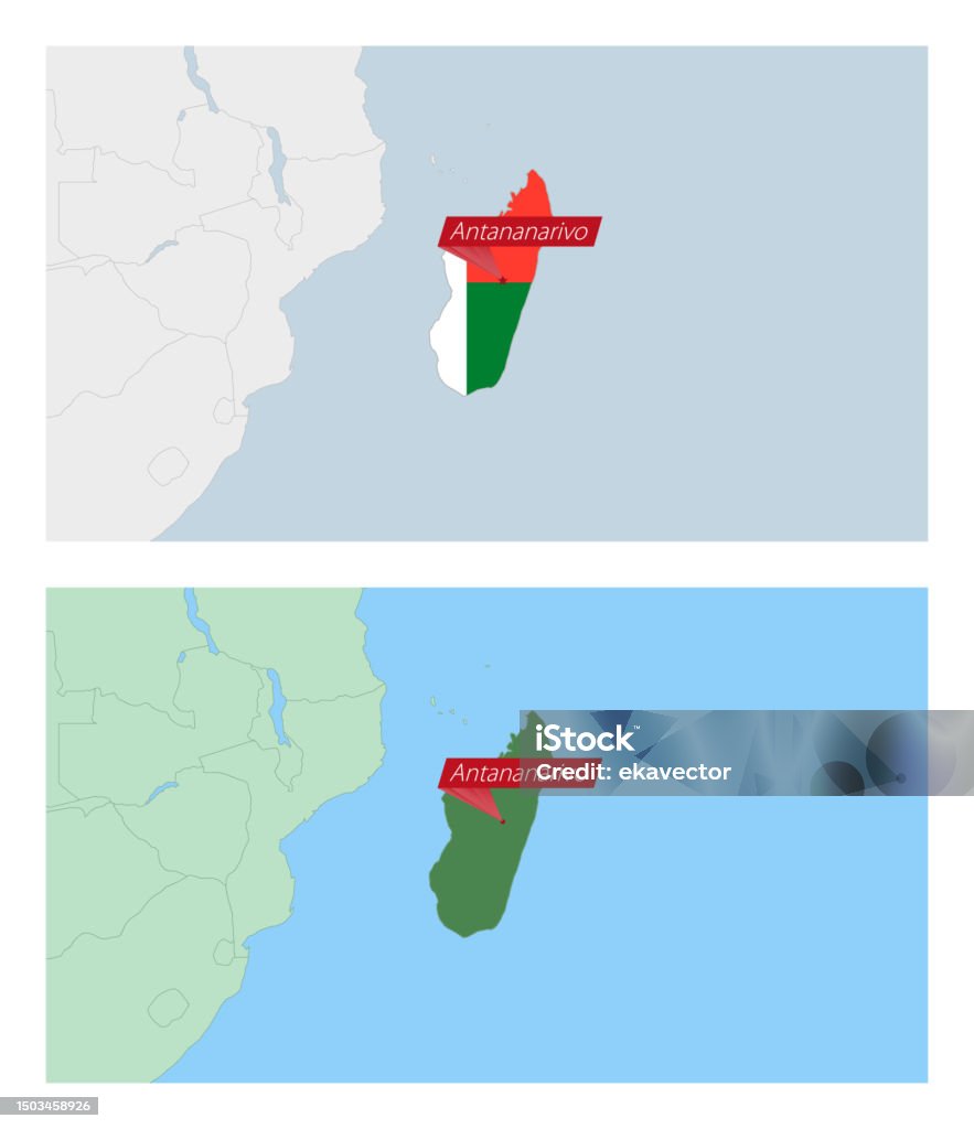 Madagaskarkarte Mit Anstecknadel Der Landeshauptstadt Zwei Arten Von