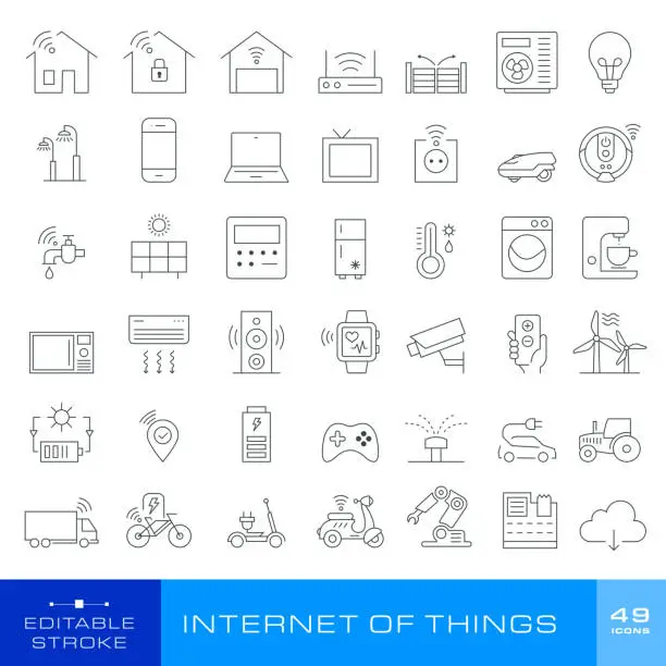 Vector illustration of Internet of Things - set of 49 icons