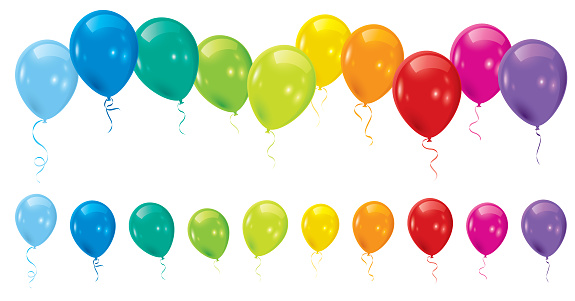 Colorful birthday party balloons on white background vector illustration
