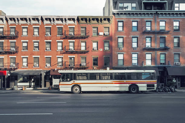 Old bus on a empty New York City