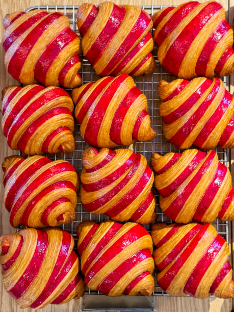 Freshly glazed croissants