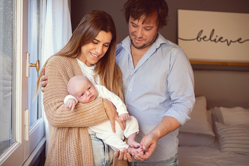 Mother and father with newborn baby - Buenos Aires - Argentina
