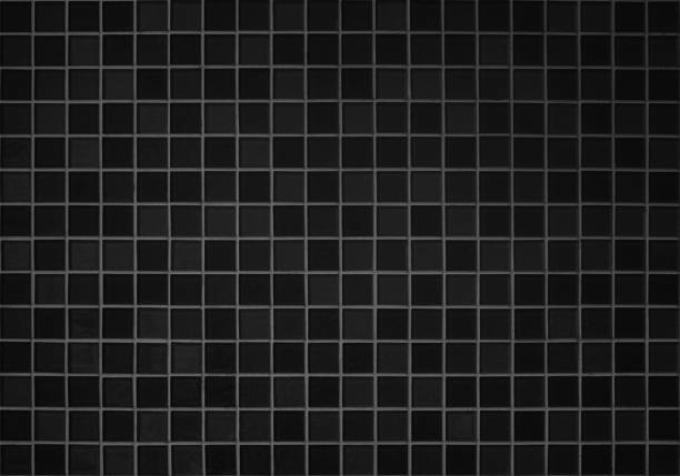 istock Dark black ceramic wall and floor tiles mosaic background in bathroom and kitchen. Design pattern geometric with grid wallpaper texture decoration pool. Simple seamless abstract surface grunge. 1503533721