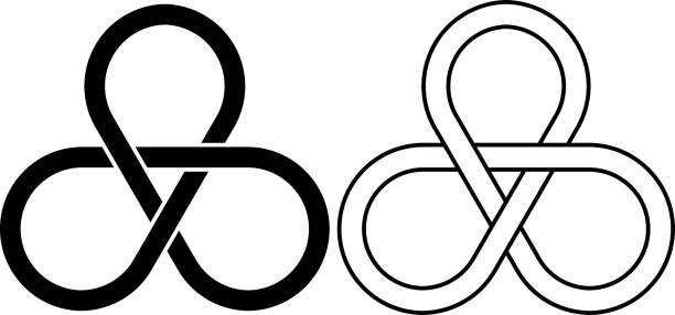 Trefoil knot outline silhouette Trefoil knot symbol set celtic shamrock tattoos stock illustrations