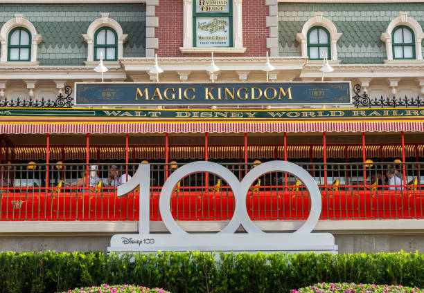 Magic Kingdom 100 Year Celebration Magic Kingdom 100 Year Celebration at Walt Disney World in Orlando, Florida. disney world stock pictures, royalty-free photos & images
