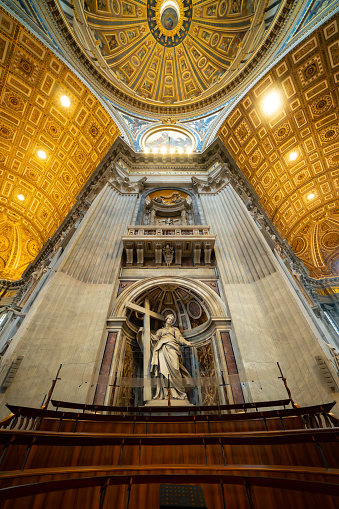 Italy, Vatican - February 28, 2023: Inside of St Peter's Basilica in Vatican
