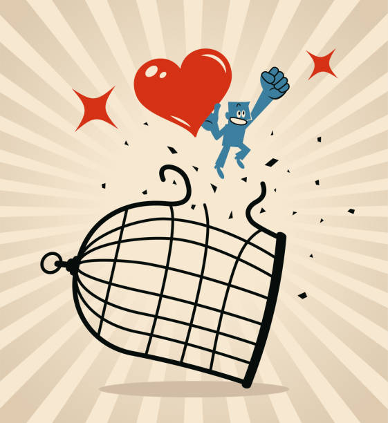 People break through the cage through love Blue Cartoon Characters Design Vector Art Illustration.
People break through the cage with love. spiritual warfare stock illustrations