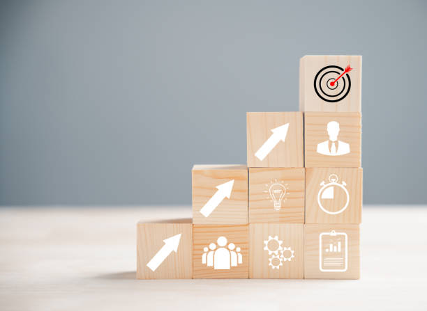 istock Wooden blocks with Target icon on top 1503644835