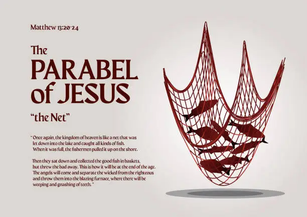 Vector illustration of Parable of Jesus Christ about the Net