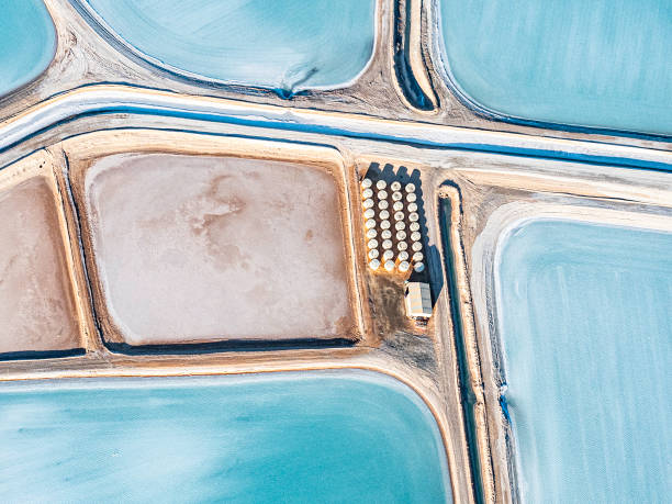 istock Abstract aerial view of salt mining 1503663838