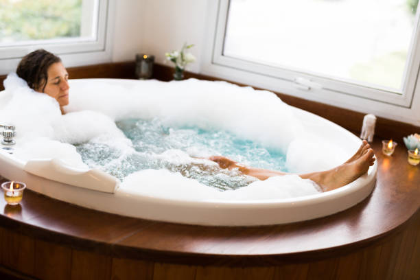 istock Relaxed woman taking a foam bath 1503664979