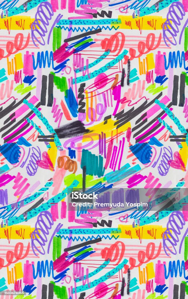 Background Using Marker Pattern Colorful Highlighter Marker Hand Drawing Seamless Pattern Background ...