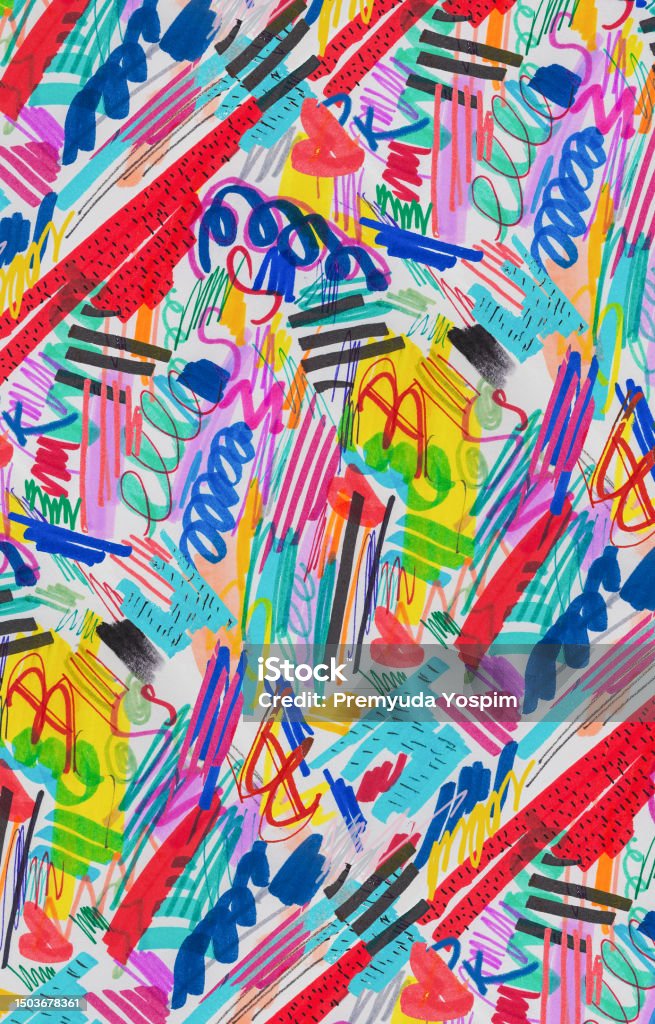 Background Using Marker Pattern Colorful Highlighter Marker Hand Drawing Seamless Pattern Background ...