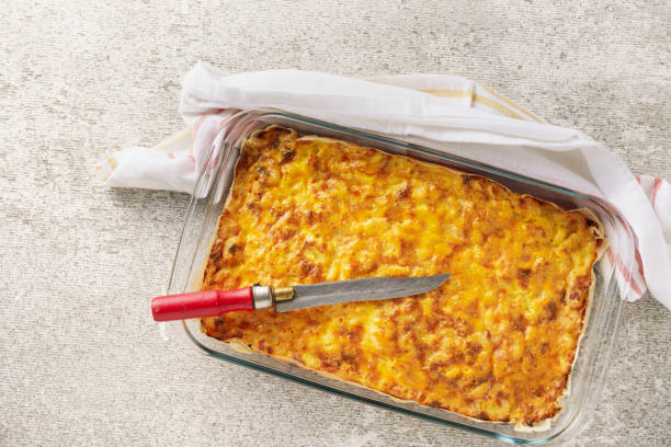 istock Freshly baked homemade stuffed pie in a baking dish 1503692238