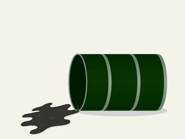 Vector illustration of oil spill from barrel