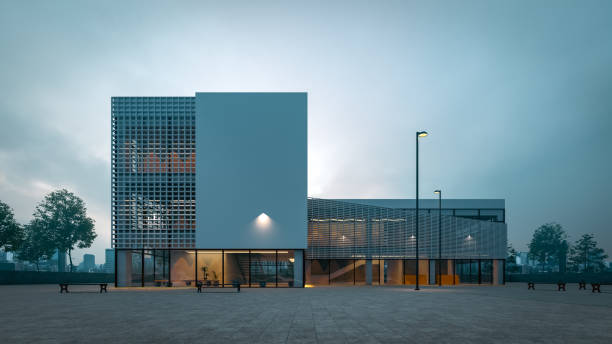 istock A perspective view of a modern two-story building night view on a cloudy cloudy day, 3d rendering 1503710468