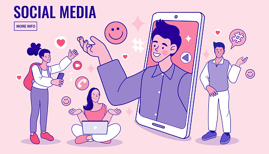 Communication, chat concept. Social activism. social media. Vector flat illustration.