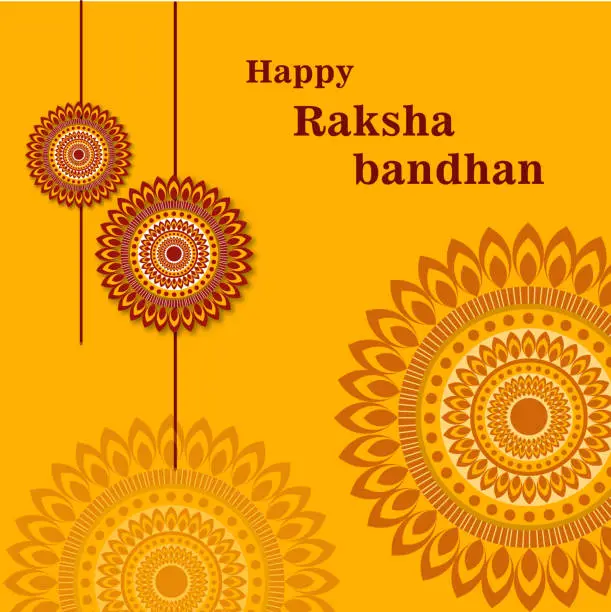 Vector illustration of Happy raksha bandhan wristbands hanging