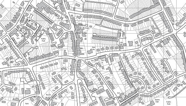 Housing map Editable vector illustrated map of housing in a generic town. Hi-res jpeg file included. city map stock illustrations