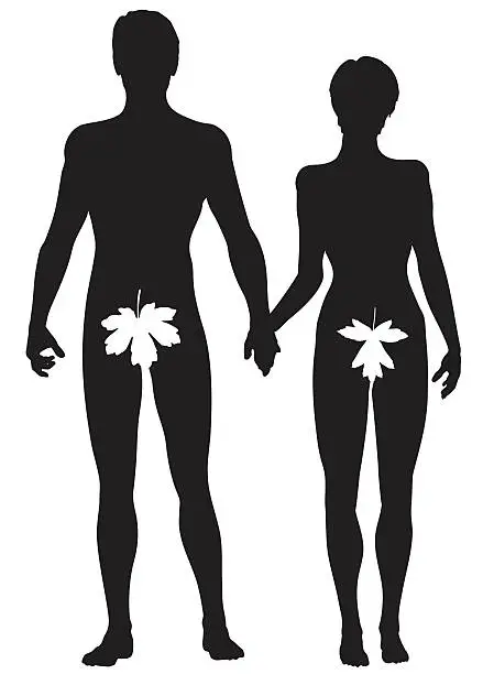 Vector illustration of Adam and Eve