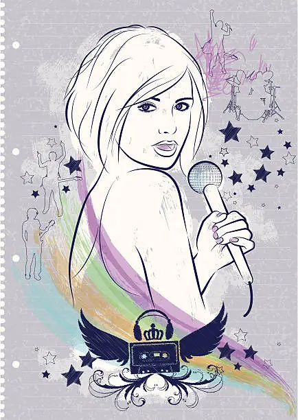 Vector illustration of I love to sing