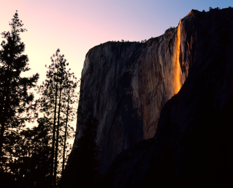 Sunset on Horsetail Falls, Yosemite
