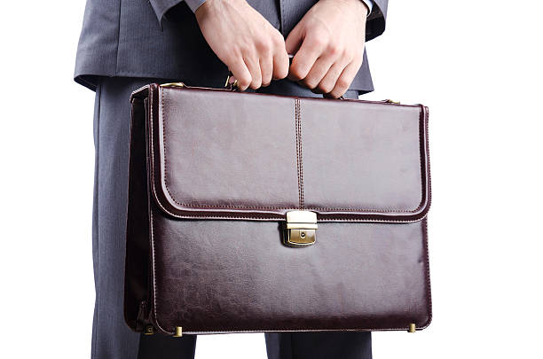 istock Businessman with briefcase on white 150375690