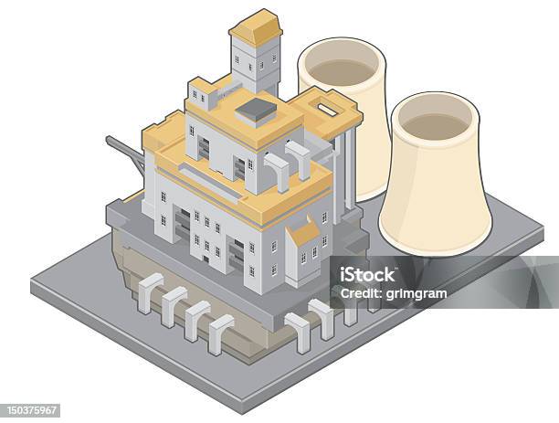 Ilustración de Isométricos Nuclear Power Plant y más Vectores Libres de Derechos de Central nuclear - Central nuclear, Energía nuclear, Proyección isométrica