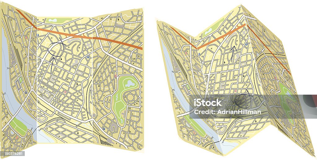 Folding Maps Stock Illustration - Download Image Now - Map, Folded ...