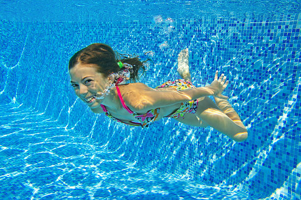 istock Happy smiling underwater child in swimming pool 150376310