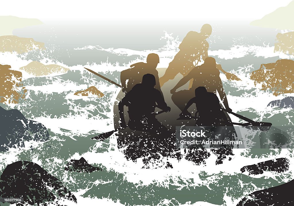 rafting" en aguas rápidas" - arte vectorial de Río libre de derechos
