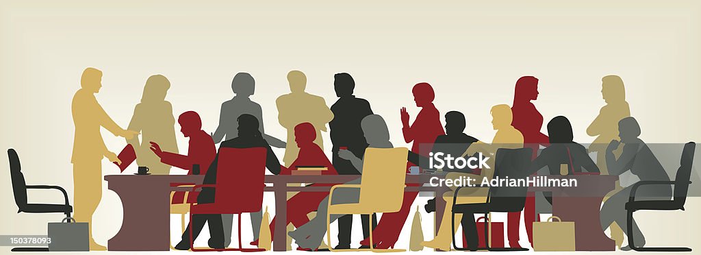 Image of business meeting silhouette Colorful editable vector foreground silhouette of people in a meeting Business Meeting stock vector