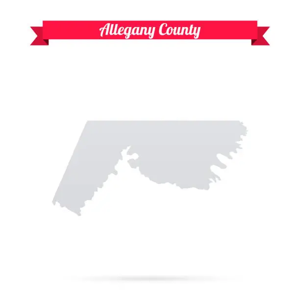 Vector illustration of Allegany County, Maryland. Map on white background with red banner