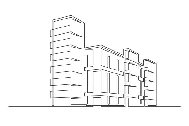 Building Line Roop 630+ Continuous Line Drawing Buildings Stock Photos, Pictures & Royalty ...