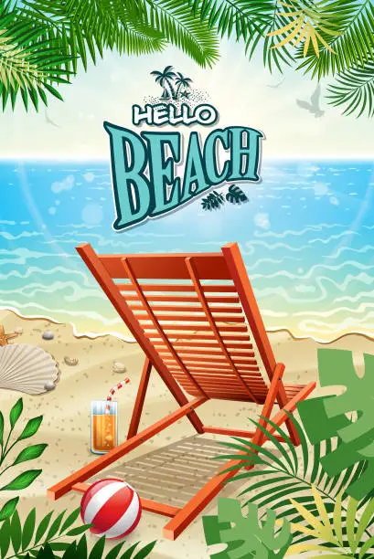 Vector illustration of outdoor chair on beach