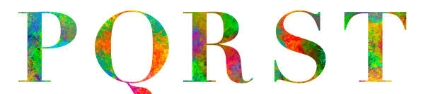 istock alphabet made of serif letters with multicolored digital painting effect, texture and pattern, upper case letter P, Q, R, S, T 1503810274